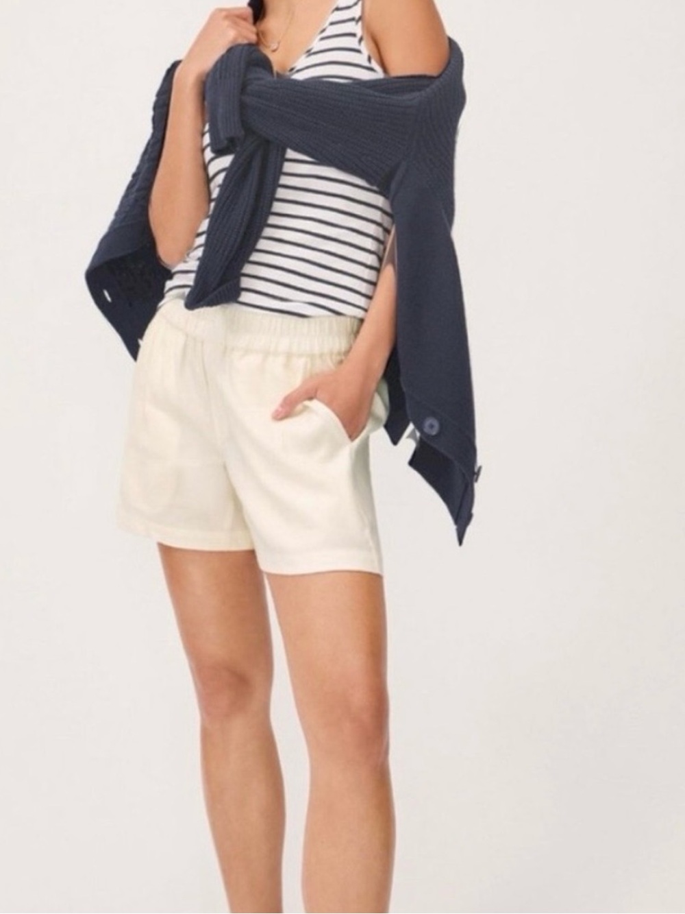 Cabi Charm Tank White Navy Striped - Picture 4 of 10
